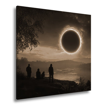 Leinwandbild Flammender Sonnenring – Über stiller Landschaft XXL - deyoli