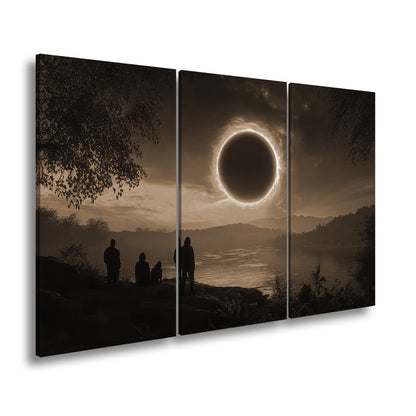 Leinwandbild Flammender Sonnenring – Über stiller Landschaft XXL - deyoli