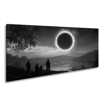 Leinwandbild Flammender Sonnenring – Über stiller Landschaft XXL - deyoli