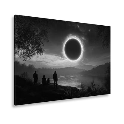 Leinwandbild Flammender Sonnenring – Über stiller Landschaft XXL - deyoli