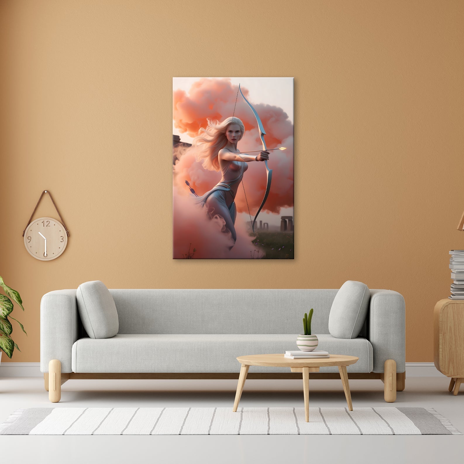 Leinwandbild Flammengöttin zieht den Bogen im sanften Dunst des Morgens - deyoli
