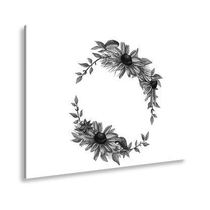 Leinwandbild Floraler Kranz aus Sonnenblumen und Waldakzenten - deyoli
