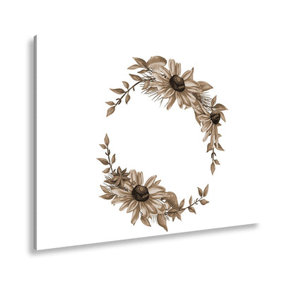Leinwandbild Floraler Kranz aus Sonnenblumen und Waldakzenten - deyoli