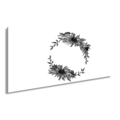 Leinwandbild Floraler Kranz aus Sonnenblumen und Waldakzenten - deyoli