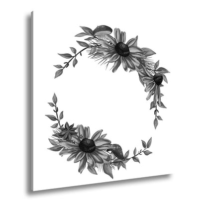 Leinwandbild Floraler Kranz aus Sonnenblumen und Waldakzenten - deyoli