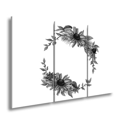 Leinwandbild Floraler Kranz aus Sonnenblumen und Waldakzenten - deyoli