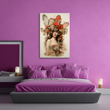 Leinwandbild Floralmuse XXL – Von Schmetterlingen gekrönt - deyoli