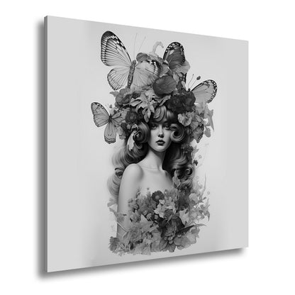 Leinwandbild Floralmuse XXL – Von Schmetterlingen gekrönt - deyoli