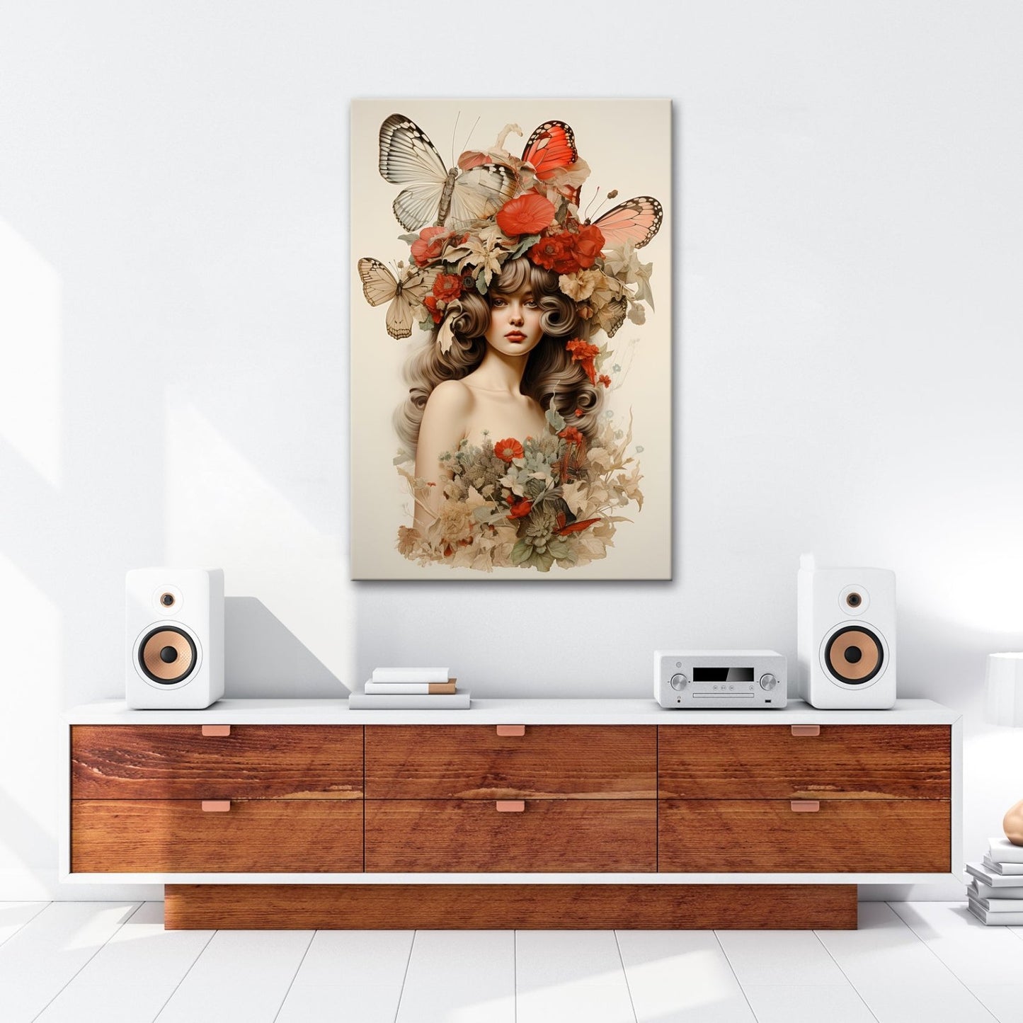 Leinwandbild Floralmuse XXL – Von Schmetterlingen gekrönt - deyoli