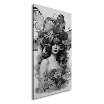 Leinwandbild Floralmuse XXL – Von Schmetterlingen gekrönt - deyoli