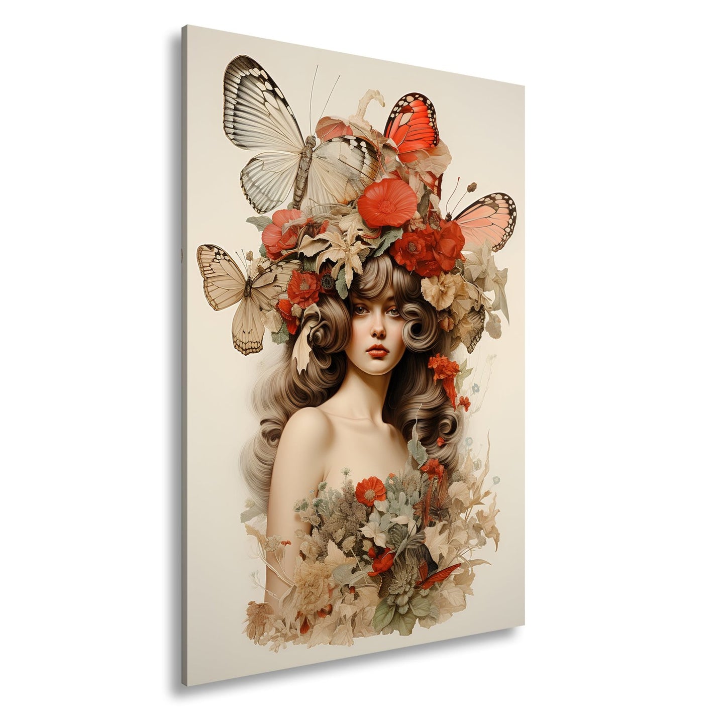 Leinwandbild Floralmuse XXL – Von Schmetterlingen gekrönt - deyoli