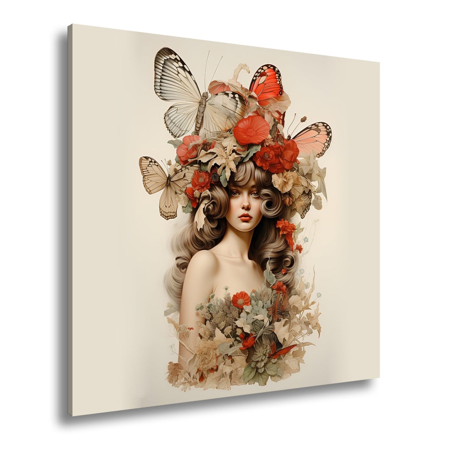 Leinwandbild Floralmuse XXL – Von Schmetterlingen gekrönt - deyoli