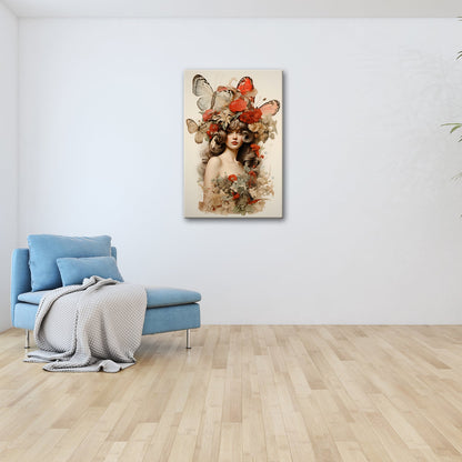 Leinwandbild Floralmuse XXL – Von Schmetterlingen gekrönt - deyoli