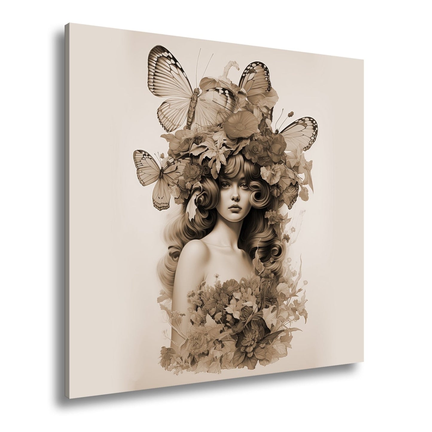 Leinwandbild Floralmuse XXL – Von Schmetterlingen gekrönt - deyoli