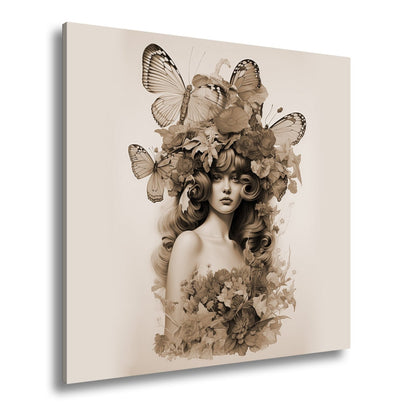 Leinwandbild Floralmuse XXL – Von Schmetterlingen gekrönt - deyoli