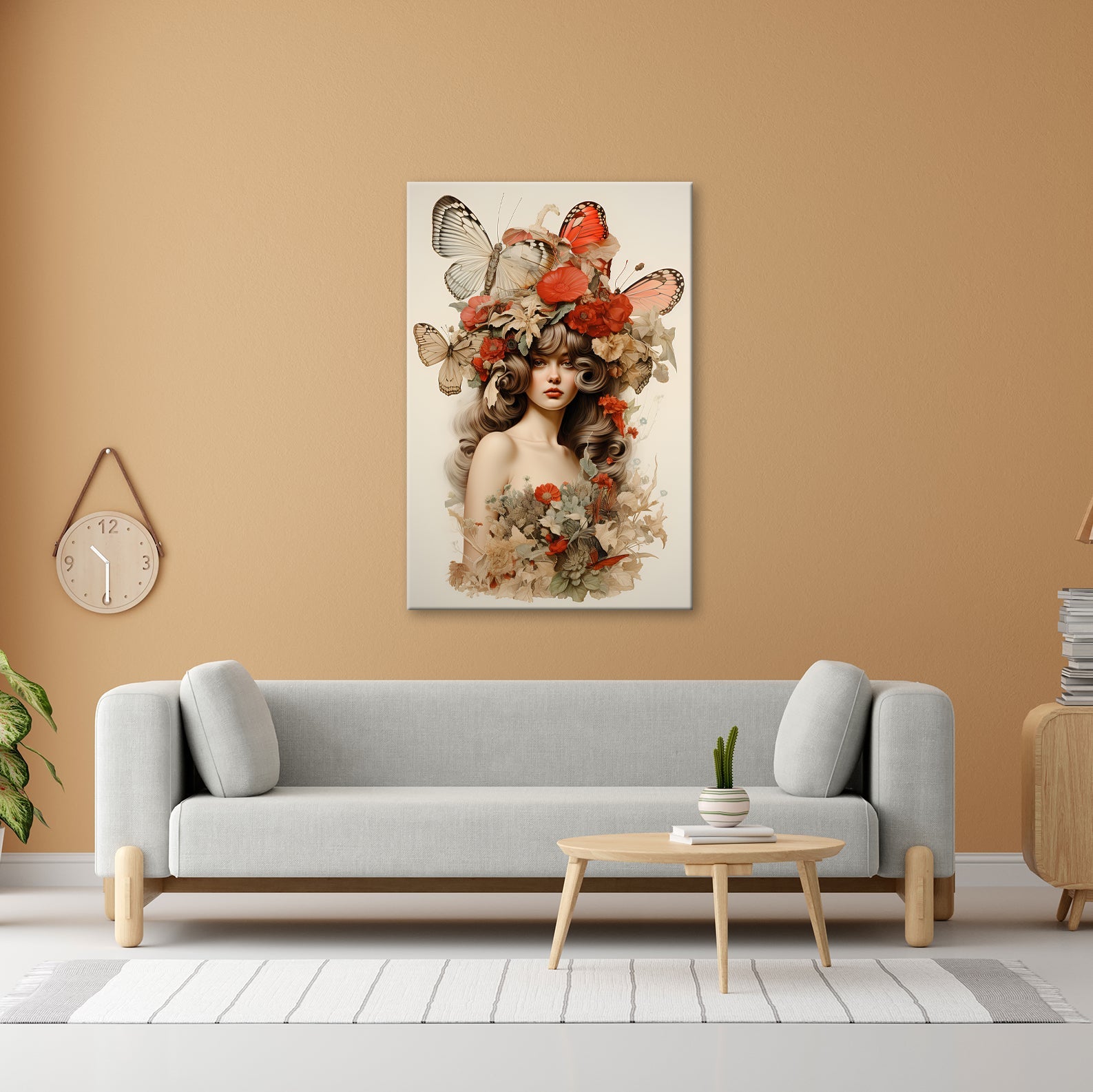 Leinwandbild Floralmuse XXL – Von Schmetterlingen gekrönt - deyoli