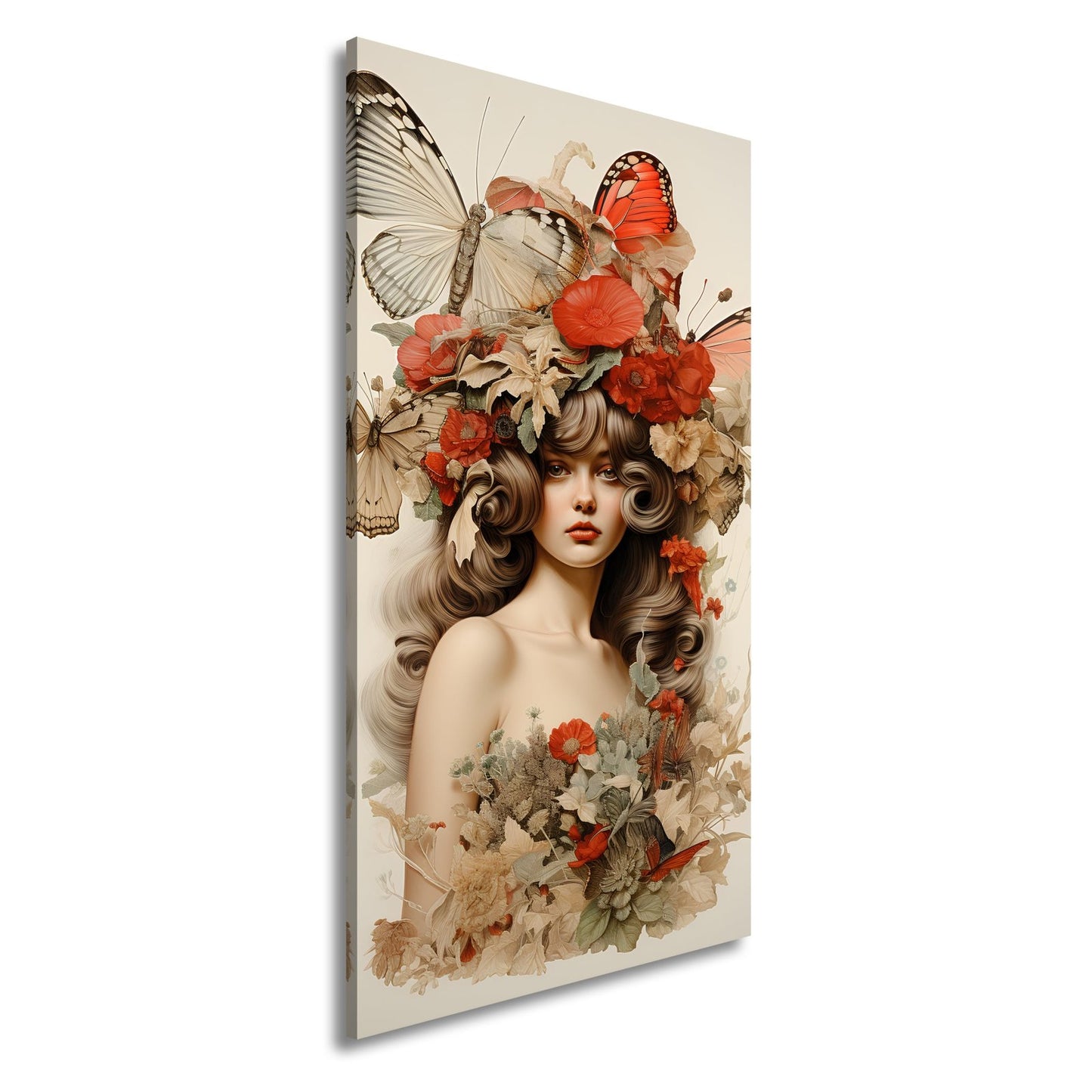 Leinwandbild Floralmuse XXL – Von Schmetterlingen gekrönt - deyoli