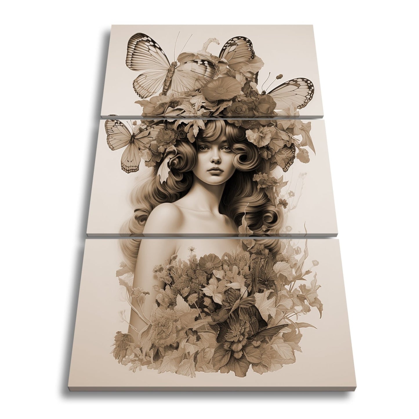 Leinwandbild Floralmuse XXL – Von Schmetterlingen gekrönt - deyoli