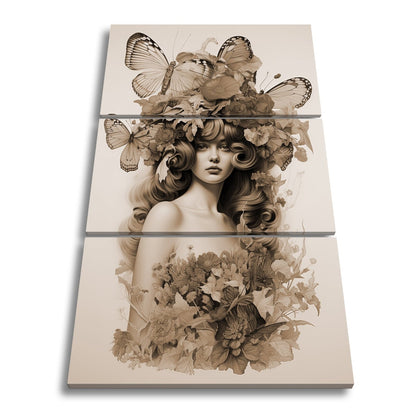 Leinwandbild Floralmuse XXL – Von Schmetterlingen gekrönt - deyoli