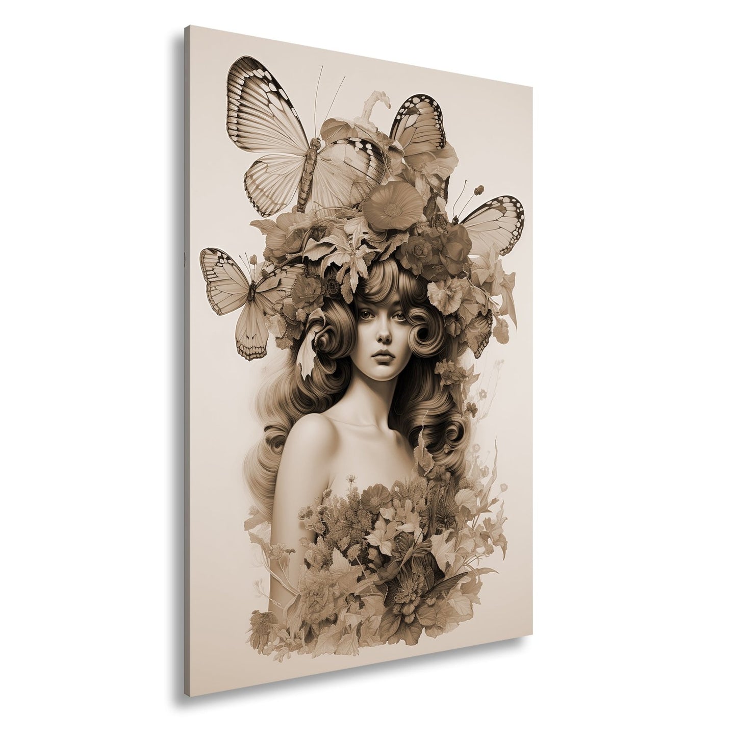 Leinwandbild Floralmuse XXL – Von Schmetterlingen gekrönt - deyoli