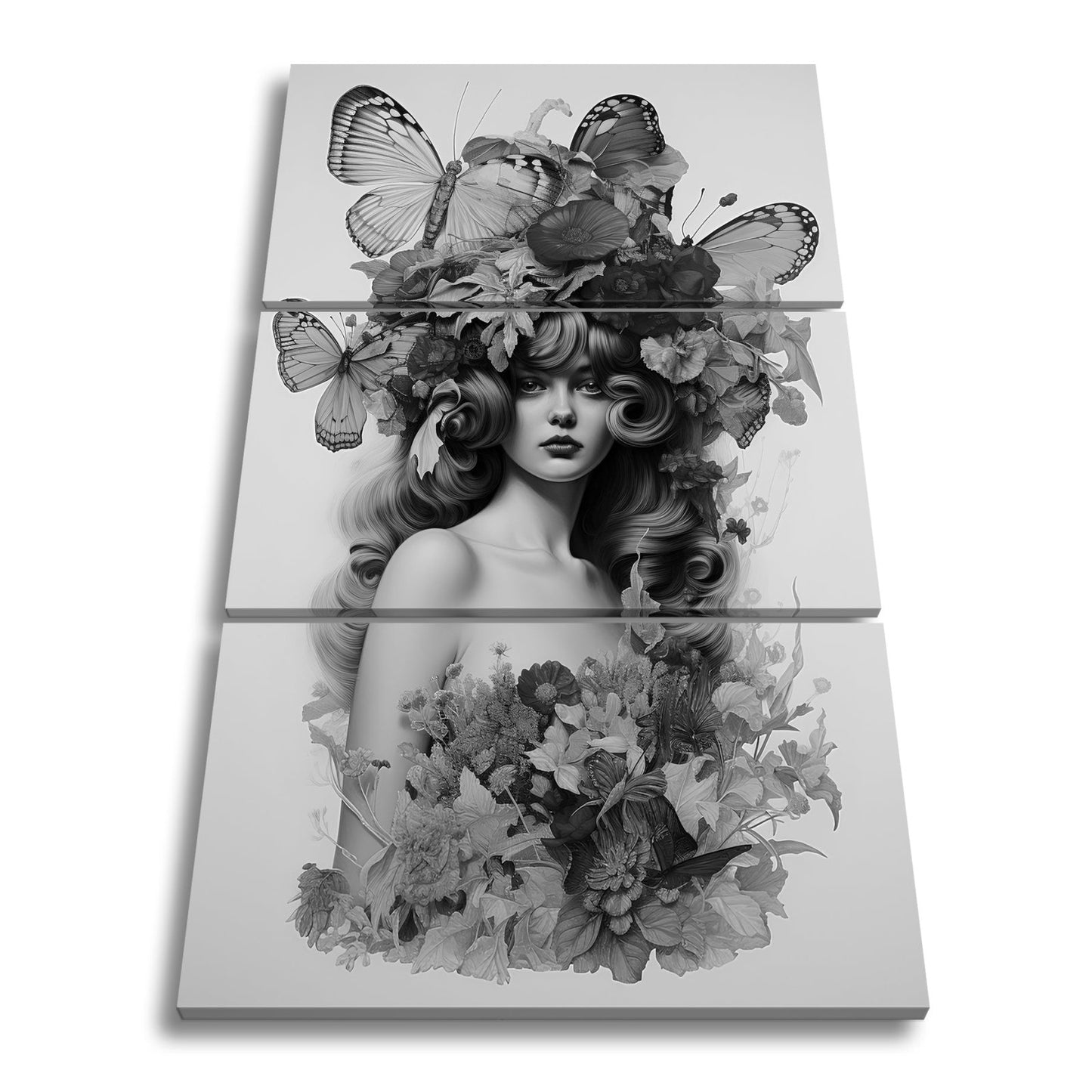 Leinwandbild Floralmuse XXL – Von Schmetterlingen gekrönt - deyoli