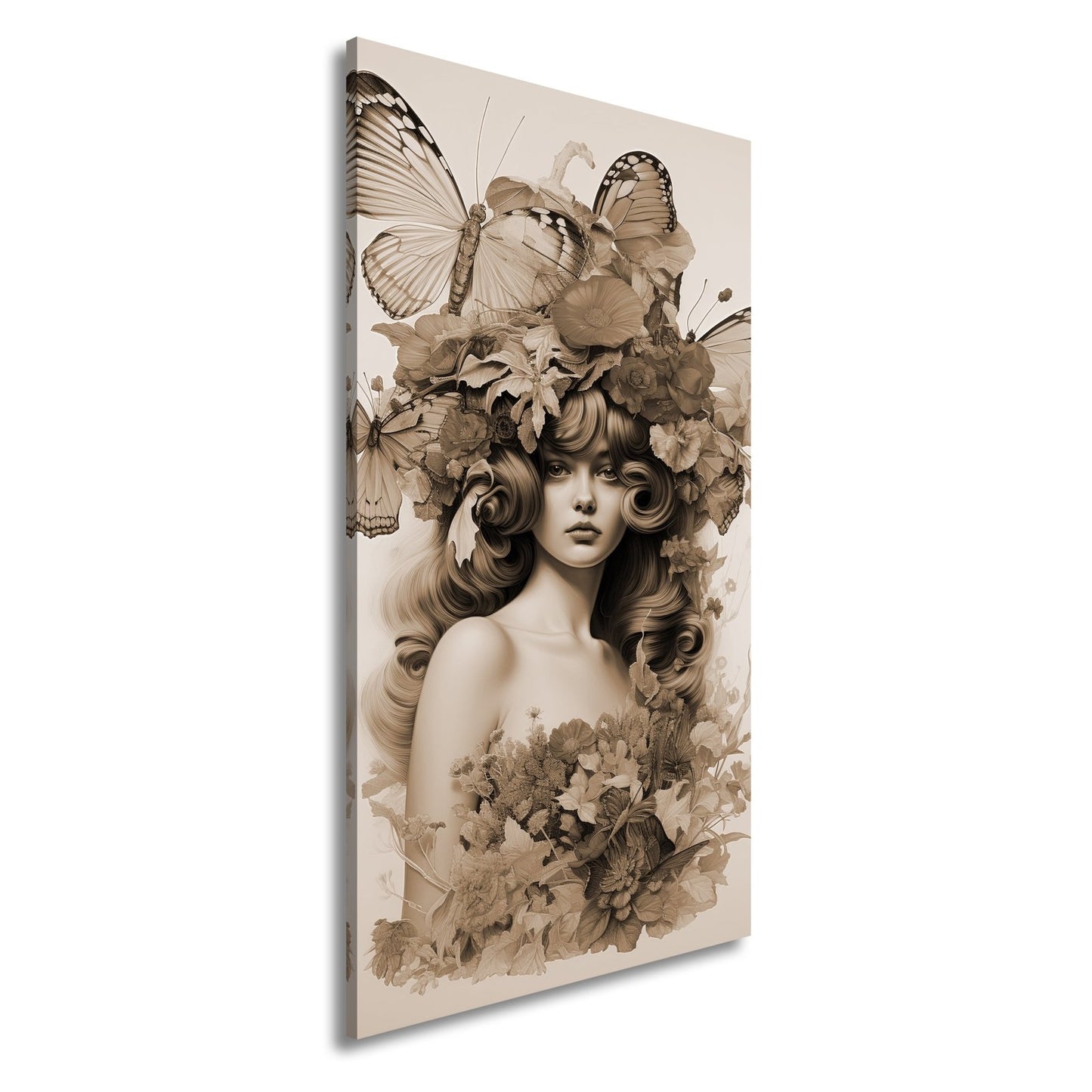 Leinwandbild Floralmuse XXL – Von Schmetterlingen gekrönt - deyoli