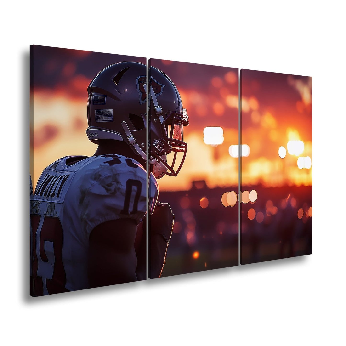 Leinwandbild Footballer im Sonnenuntergang – Fokus im letzten Licht. - deyoli