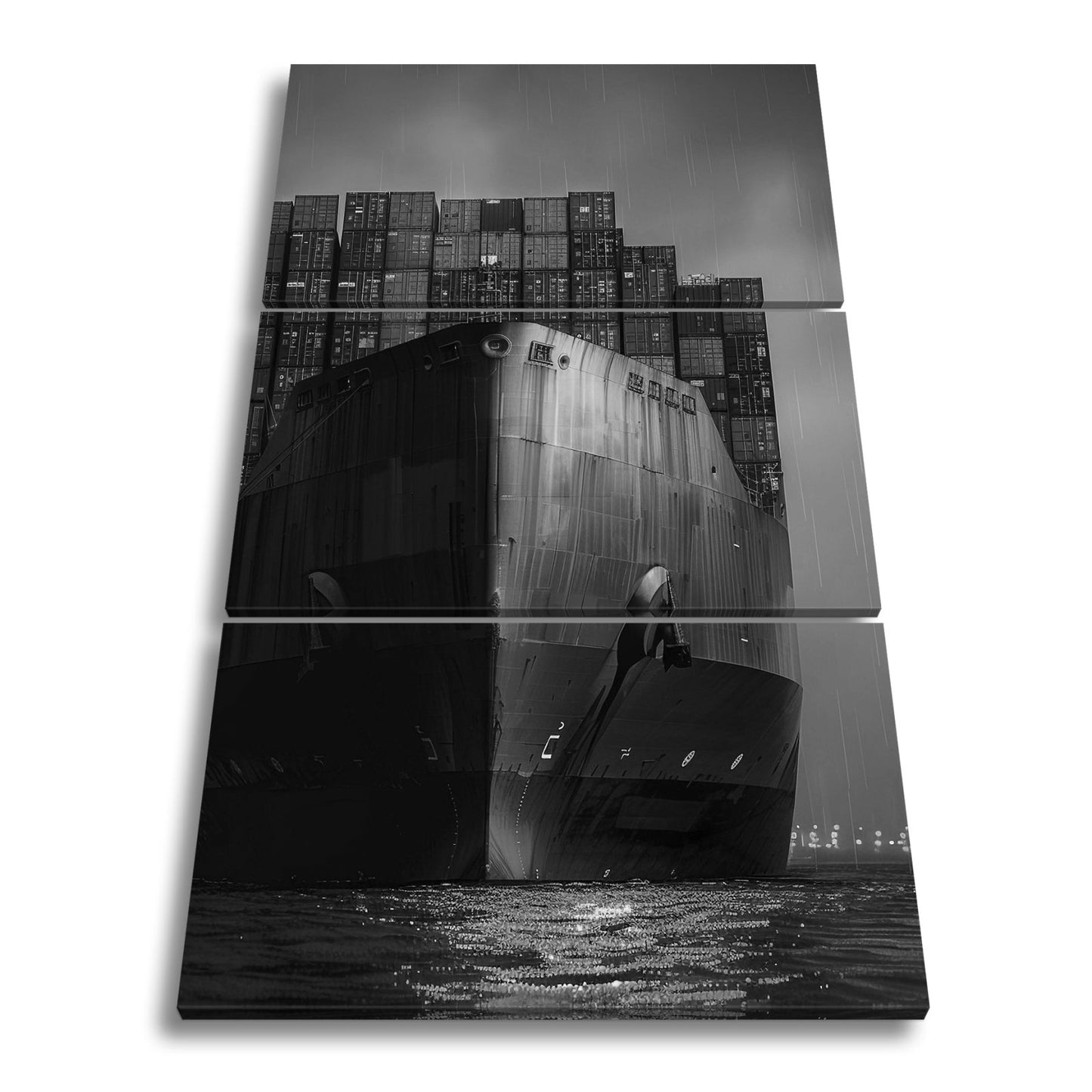Leinwandbild Frachter im Regen glänzt wie Metallriese XXL – LKW Wandbild - deyoli