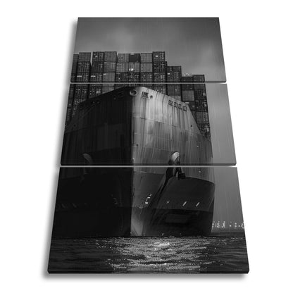 Leinwandbild Frachter im Regen glänzt wie Metallriese XXL – LKW Wandbild - deyoli