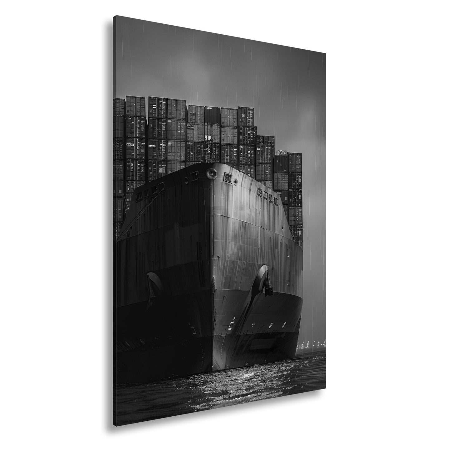 Leinwandbild Frachter im Regen glänzt wie Metallriese XXL – LKW Wandbild - deyoli