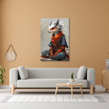 Leinwandbild Fuchsähnlicher Krieger in Farben der Wildnis. - deyoli