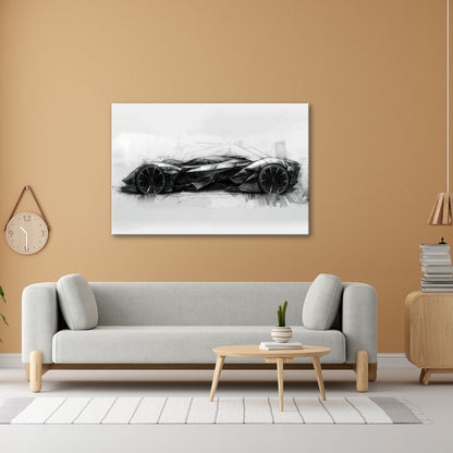 Leinwandbild Futuristische Skizze – Kantiger Supersportwagen XXL - deyoli