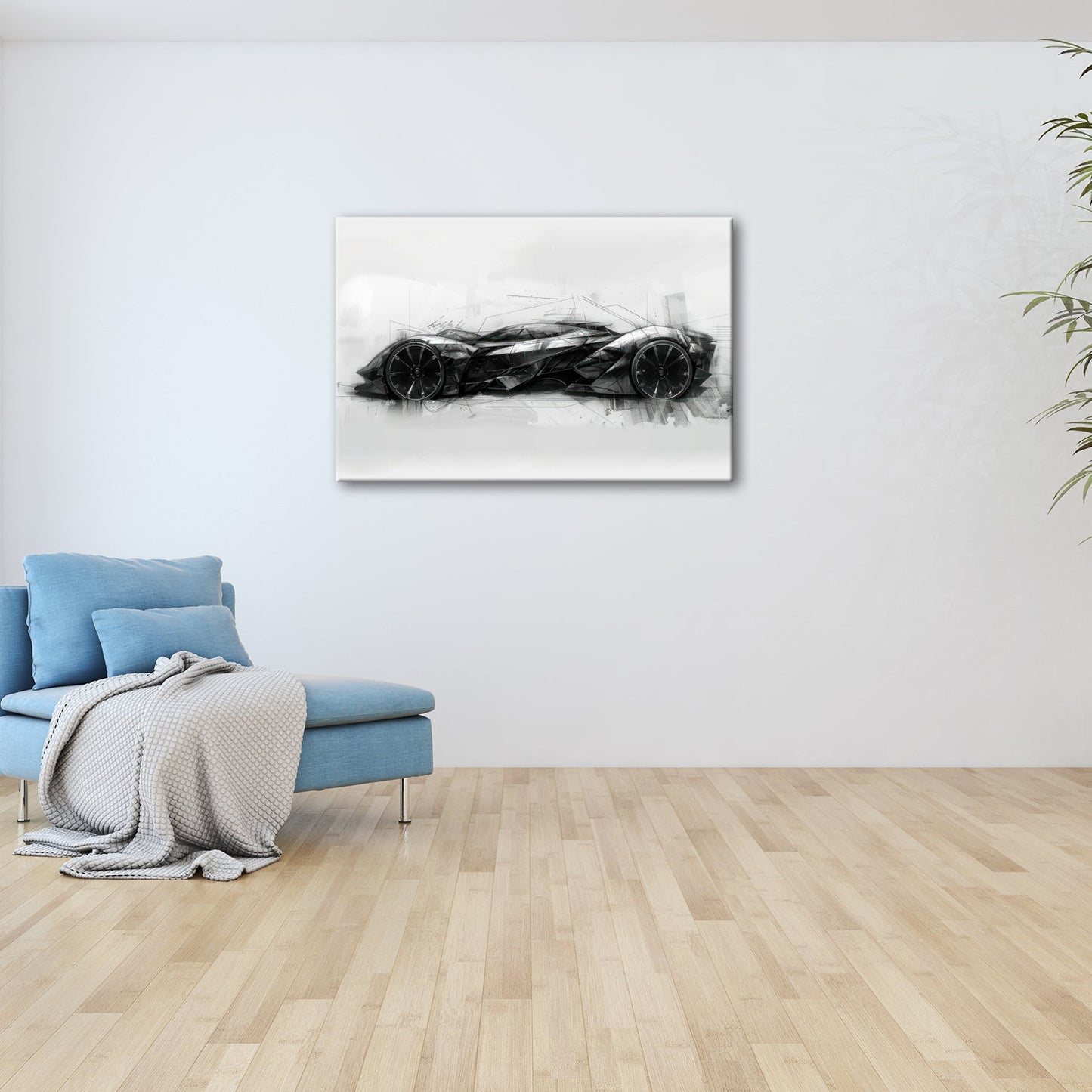 Leinwandbild Futuristische Skizze – Kantiger Supersportwagen XXL - deyoli
