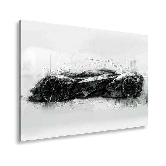 Leinwandbild Futuristische Skizze – Kantiger Supersportwagen XXL - deyoli