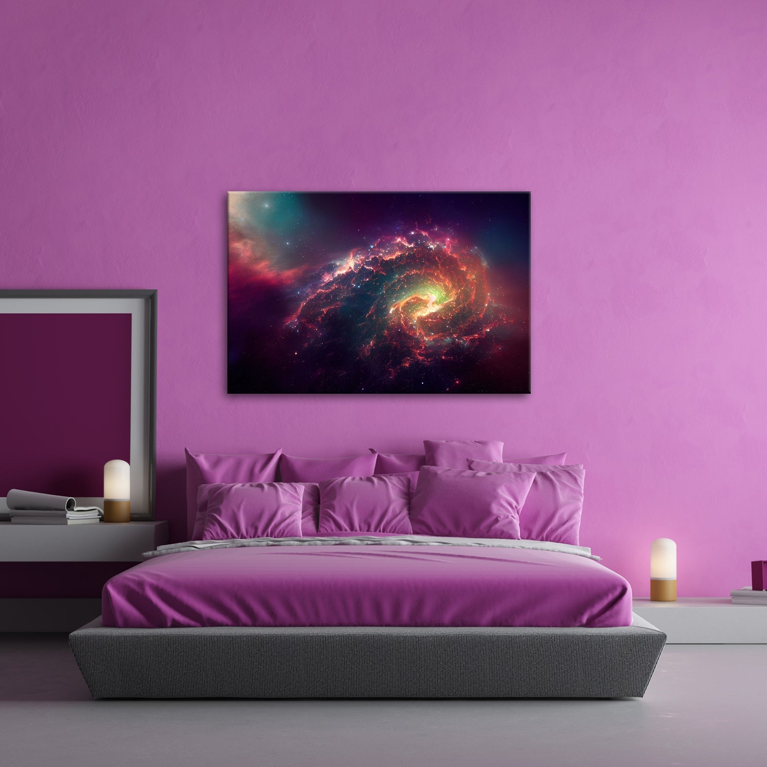 Leinwandbild Galaktischer Sturm – Leuchtende Farben XXL Wandbild - deyoli