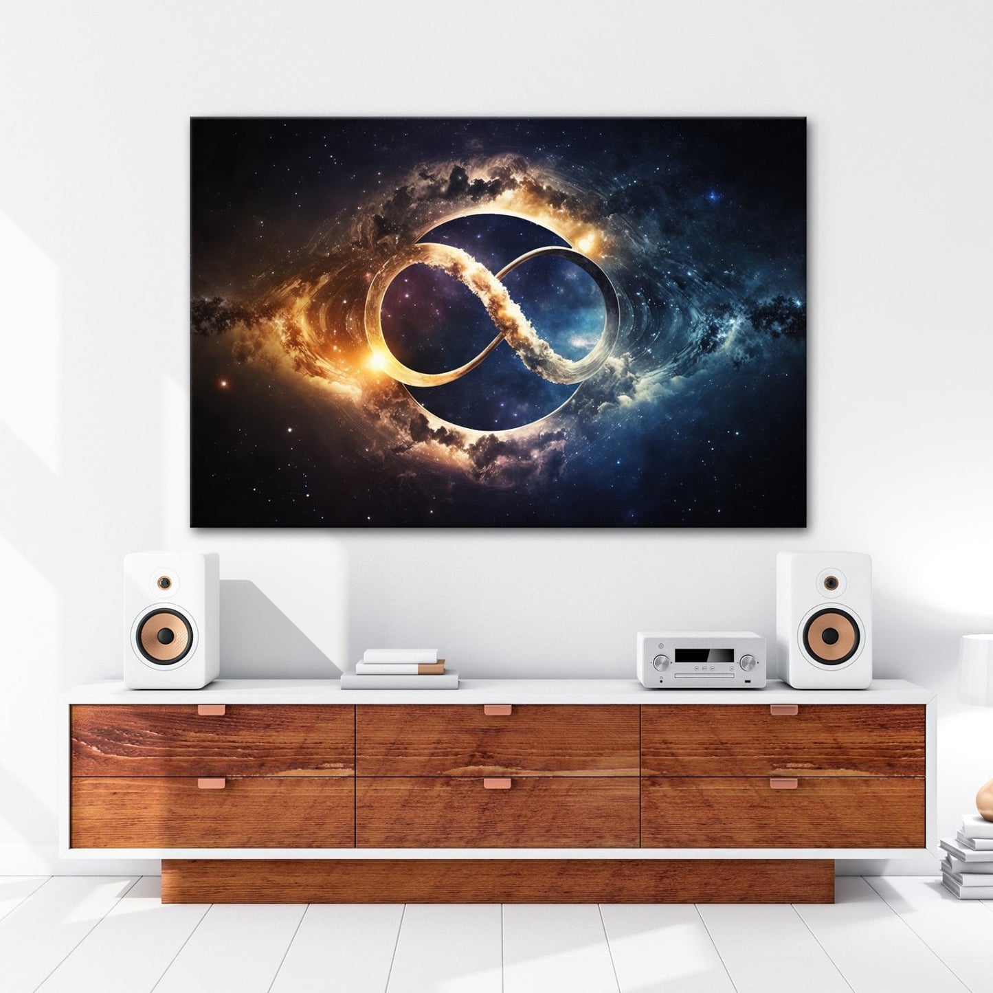 Leinwandbild Galaxie XXL – Kosmische Unendlichkeit trifft leuchtende Galaxien - deyoli