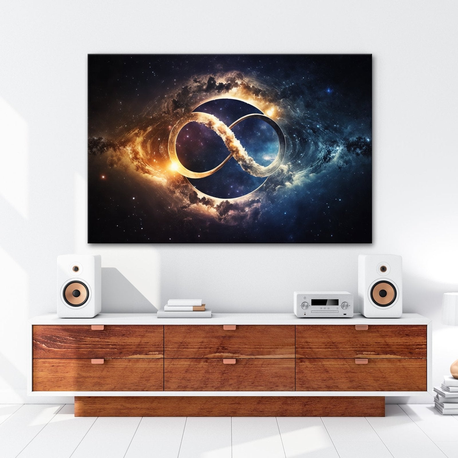 Leinwandbild Galaxie XXL – Kosmische Unendlichkeit trifft leuchtende Galaxien - deyoli