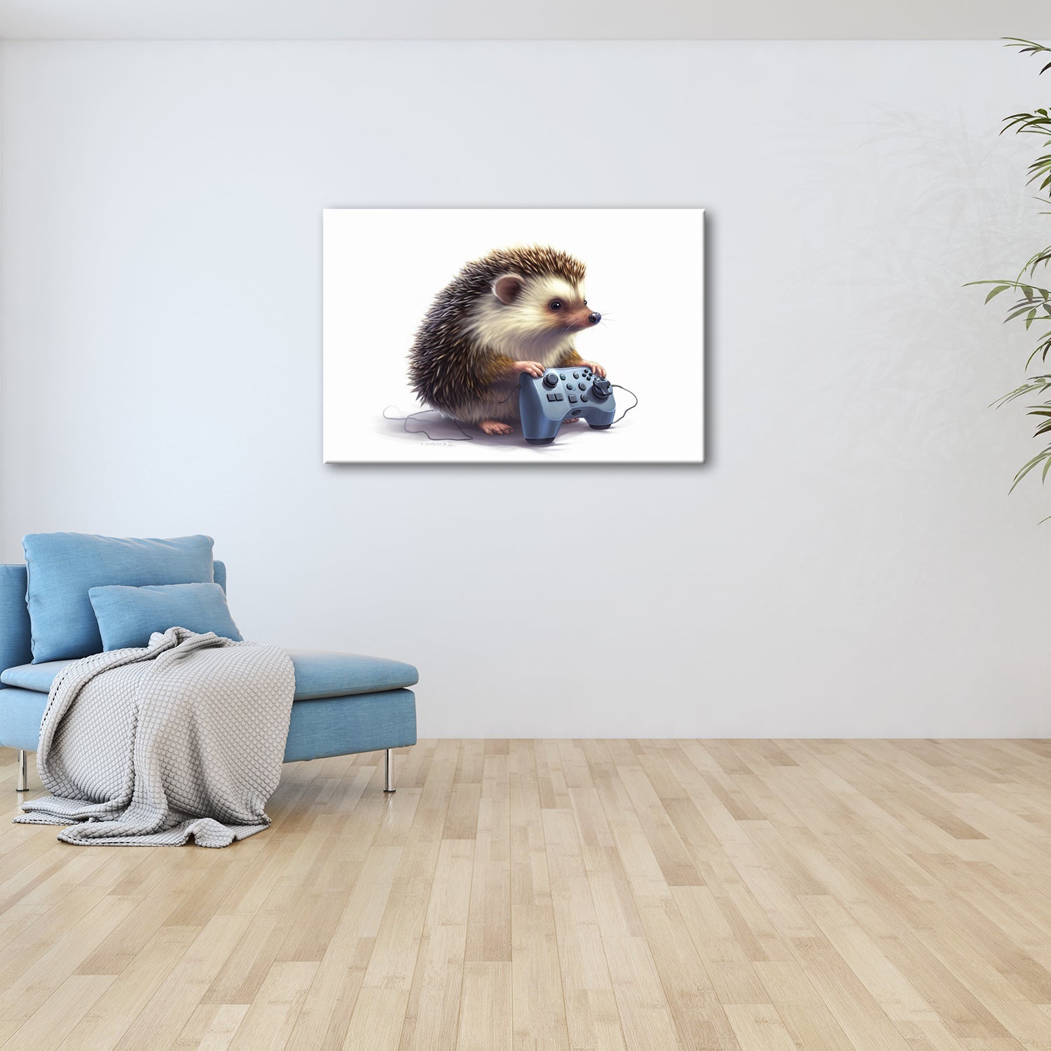 Leinwandbild Gamer - Igel – stachlig, fokussiert, controllerfest im Griff. - deyoli