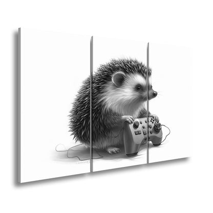 Leinwandbild Gamer - Igel – stachlig, fokussiert, controllerfest im Griff. - deyoli