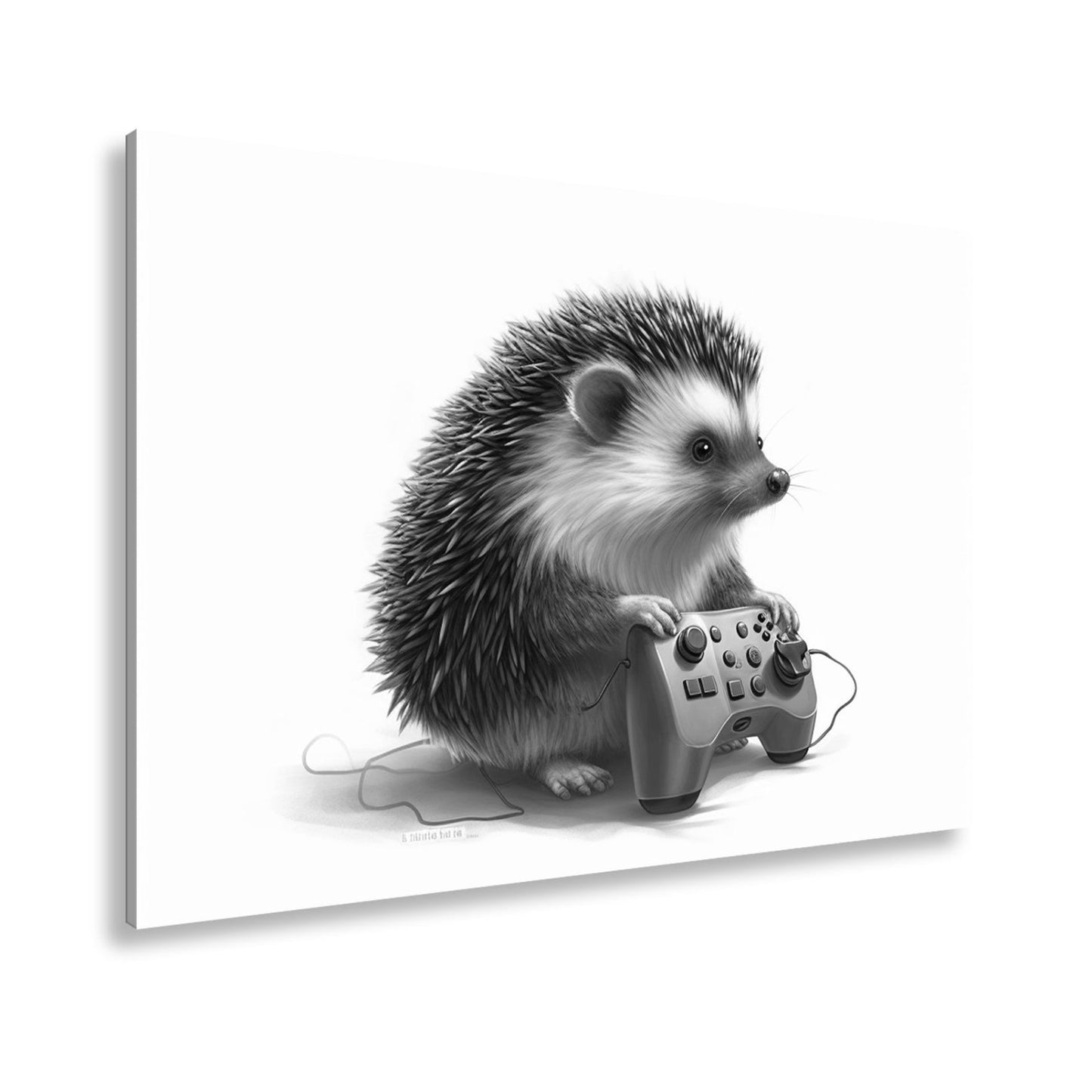 Leinwandbild Gamer - Igel – stachlig, fokussiert, controllerfest im Griff. - deyoli