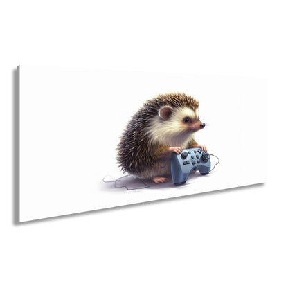 Leinwandbild Gamer - Igel – stachlig, fokussiert, controllerfest im Griff. - deyoli