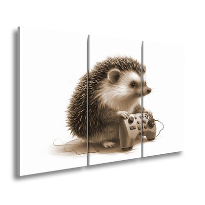 Leinwandbild Gamer - Igel – stachlig, fokussiert, controllerfest im Griff. - deyoli