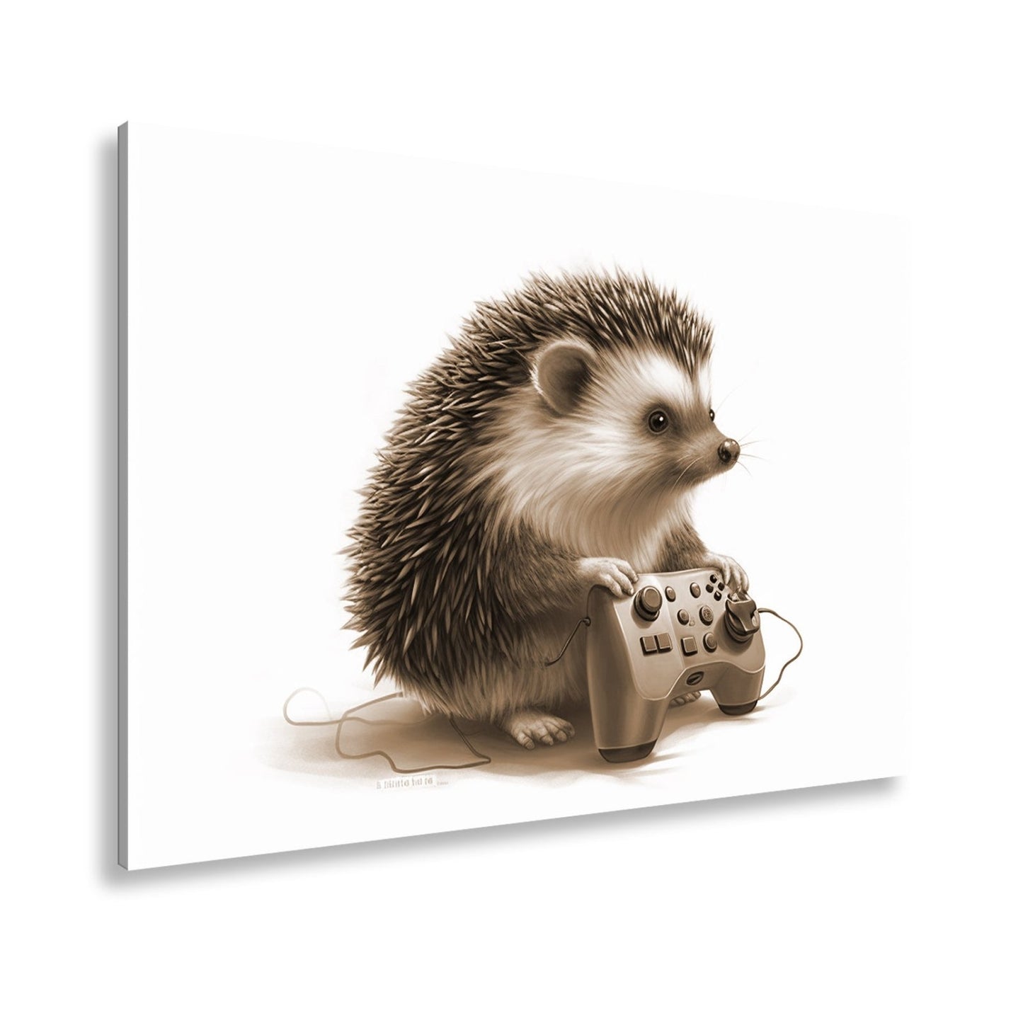 Leinwandbild Gamer - Igel – stachlig, fokussiert, controllerfest im Griff. - deyoli