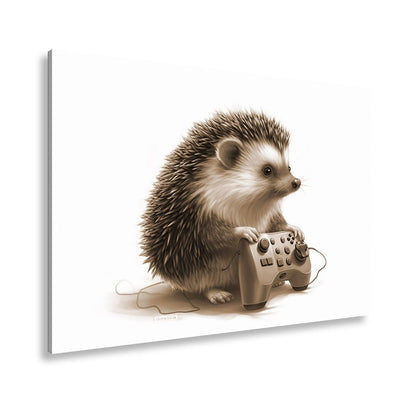 Leinwandbild Gamer - Igel – stachlig, fokussiert, controllerfest im Griff. - deyoli