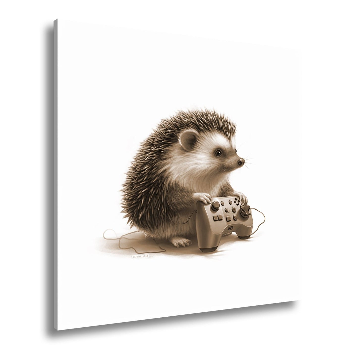 Leinwandbild Gamer - Igel – stachlig, fokussiert, controllerfest im Griff. - deyoli