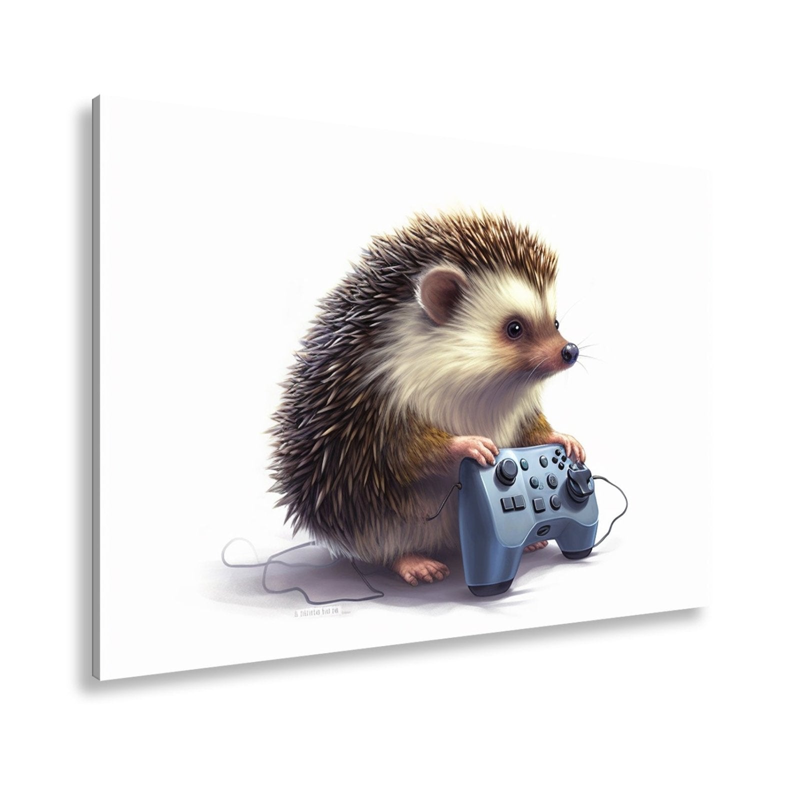 Leinwandbild Gamer - Igel – stachlig, fokussiert, controllerfest im Griff. - deyoli