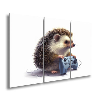 Leinwandbild Gamer - Igel – stachlig, fokussiert, controllerfest im Griff. - deyoli