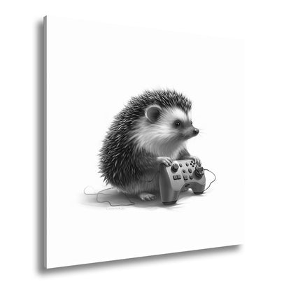 Leinwandbild Gamer - Igel – stachlig, fokussiert, controllerfest im Griff. - deyoli