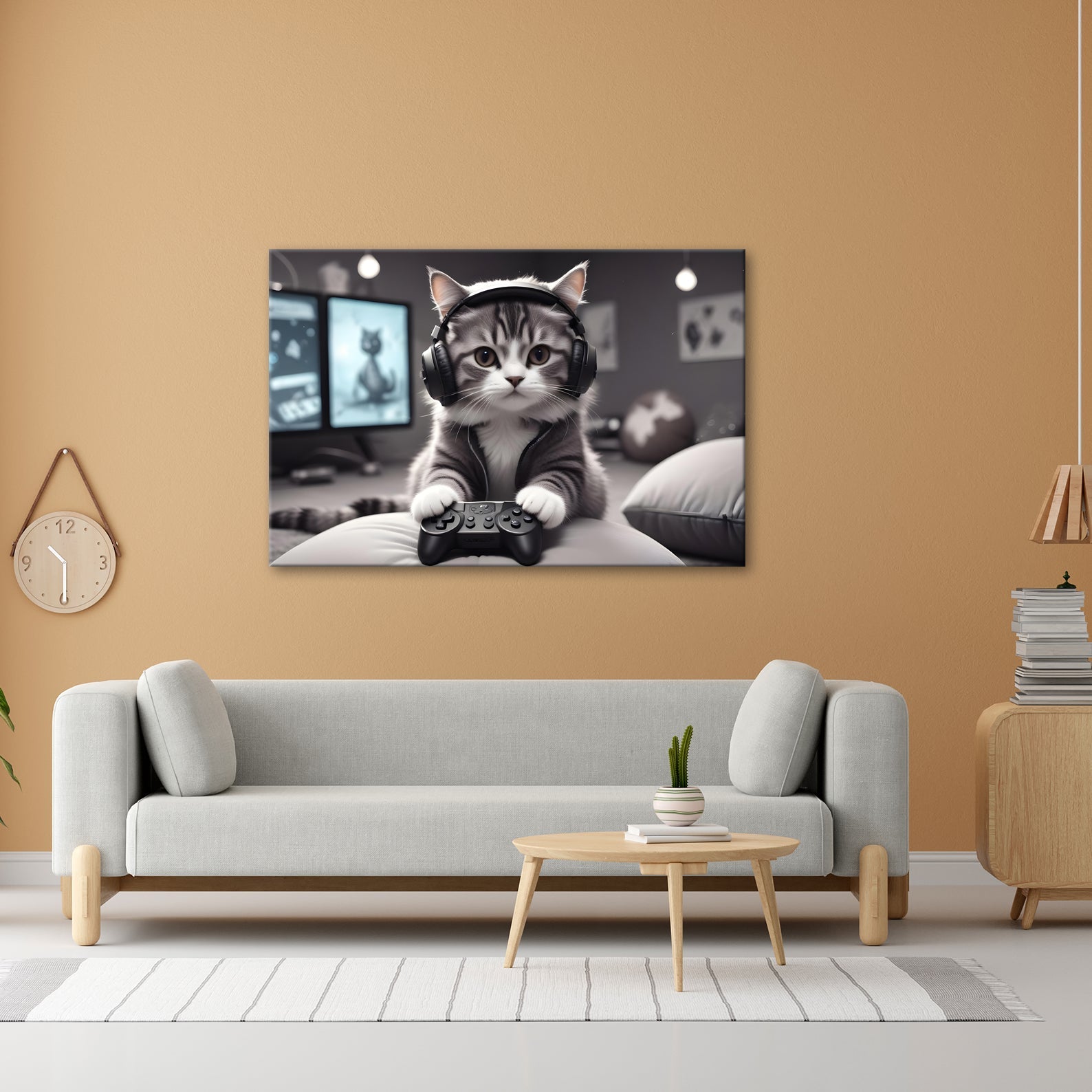 Leinwandbild Gamer - Katze – flauschig, fokussiert, voll im Flow. - deyoli