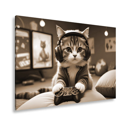 Leinwandbild Gamer - Katze – flauschig, fokussiert, voll im Flow. - deyoli